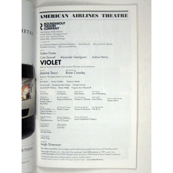 Violet Playbill 2014 Sutton Foster Colin Donald Alexander Gemignani - Picture 4 of 7